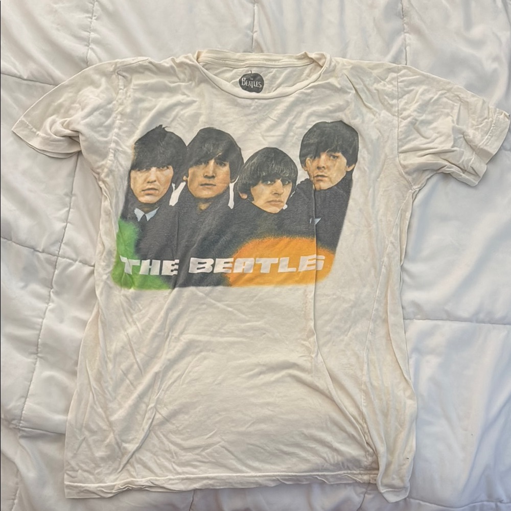 The Beatles Cream and Green Short Sleeve Tee